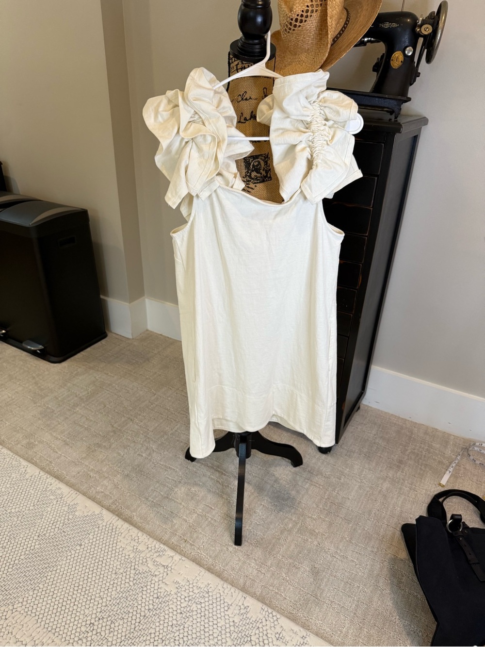 Free People Cream Ruffle-Shoulder Mini Dress - Picture 5 of 12
